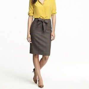 J Crew No 2 Bow Tie Glen Plaid Wool Pencil Skirt